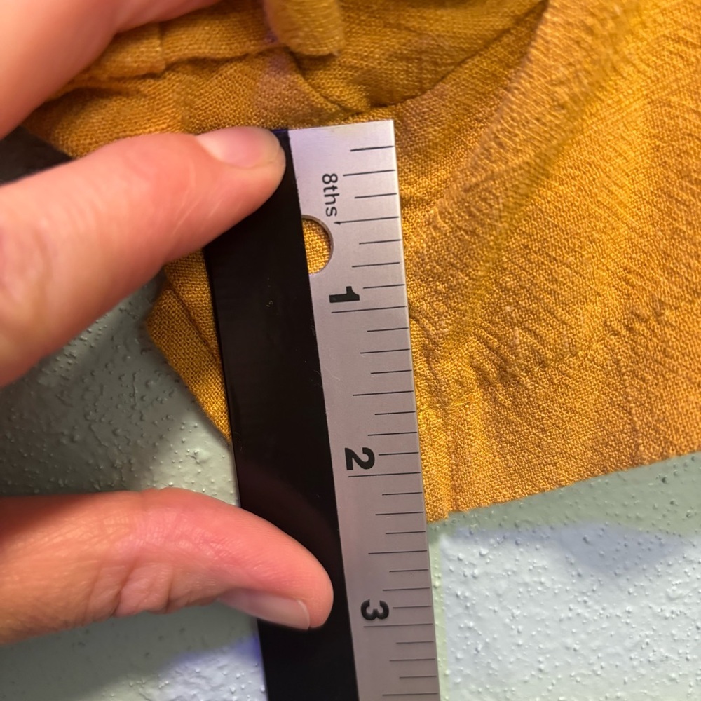 ⭐️ 3/$21 ⭐️ Messini High Waist Mustard Tie-Belt Shorts Size S - Picture 8 of 8